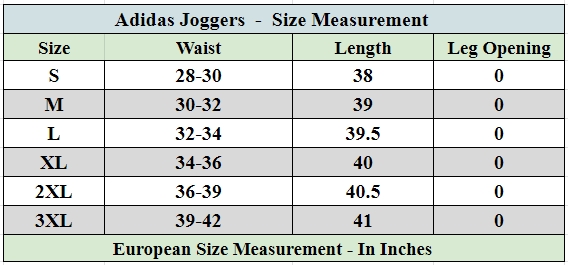 Adidas Joggers Measurement